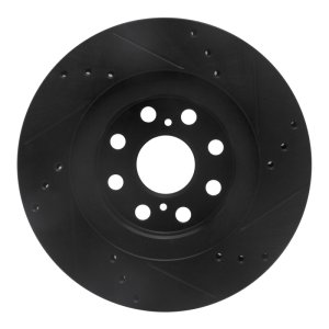 Toyota MR2 Spyder Brake Rotor (1) - Rear Left - R1 Concepts - Drilled & Slotted - Black - `00-`05